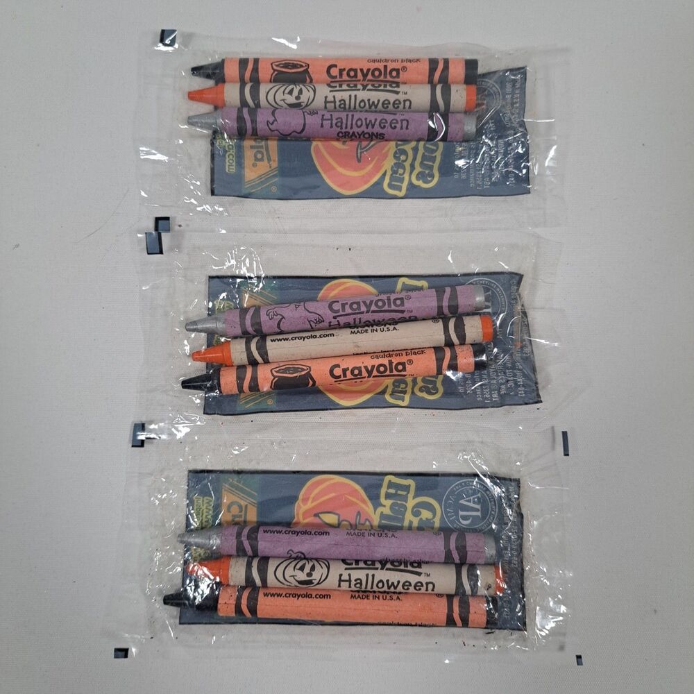 3 Packs of 3 Crayola Halloween Crayons Ghostly Silver Cauldron Black Orange READ